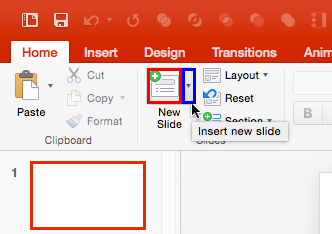 what the short cut for creating a new slide in powerpoint on a mac